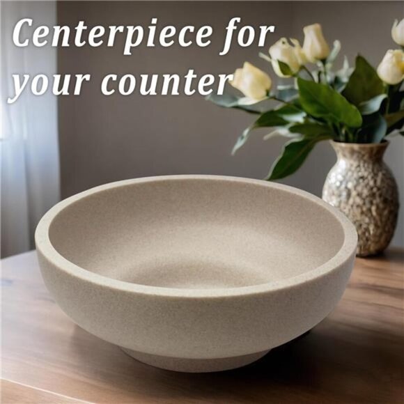 Modern Resin Decorative Bowl Fruit Holder Kitchen Entryway Key Dish Beige - Picture 3 of 7
